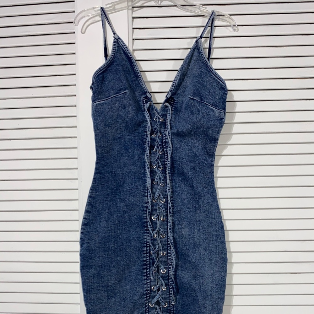 Jean Lace up Dress